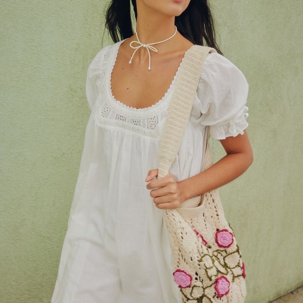 Free People white babydoll dress with lace